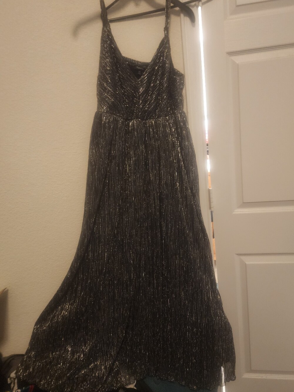 Tea Length Metallic Sleeveless Dress